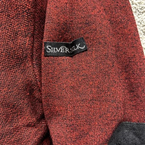 Silversilk Knit Sweater Jacket 4XL Elbow Patches Pockets Full Zip Red Vintage
